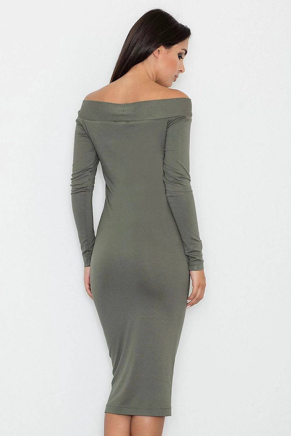 Figl Evening Dress Model 111099 - Fitted Knee-Length Shoulder-Baring Design for Evenings by Figl
