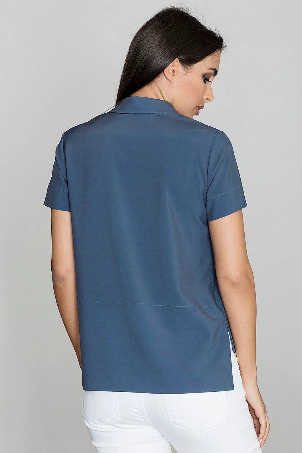 Figl Solid-Coloured Women's Blouse - Formal Cut with Collar, Buttons, Versatile for Skirts and Trousers by Figl
