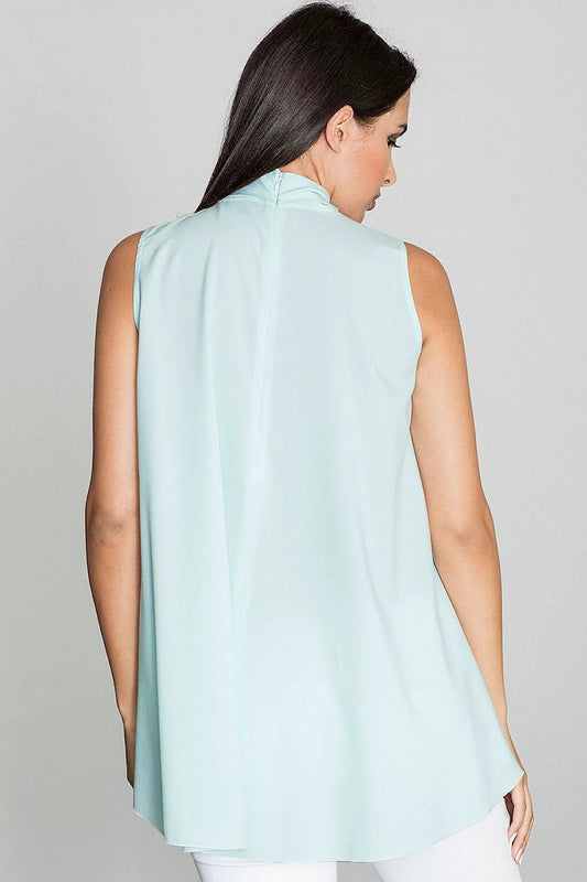 Figl Women's Blouse 111145 - Smooth Flared Design with Shoulder Exposure, Decorative Ties and Zipper Back by Figl