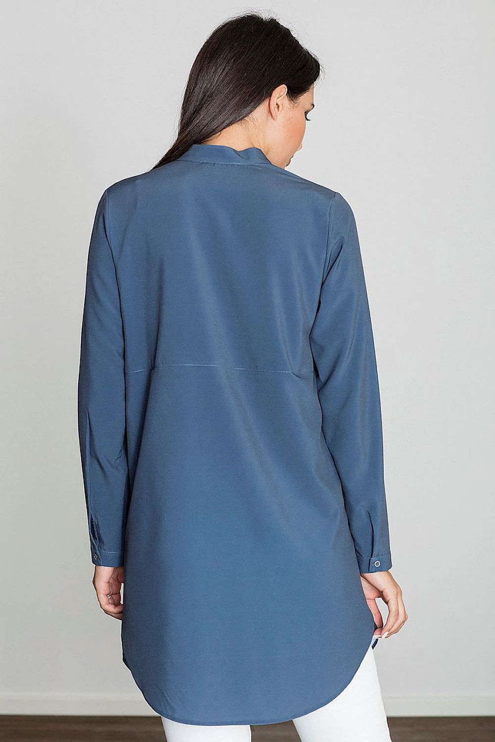 Figl Tunic Model 111148 - Elegant Long-Sleeve Stand-Up Neckline Tunic with Waist Cut and Stretch Fabric by Figl