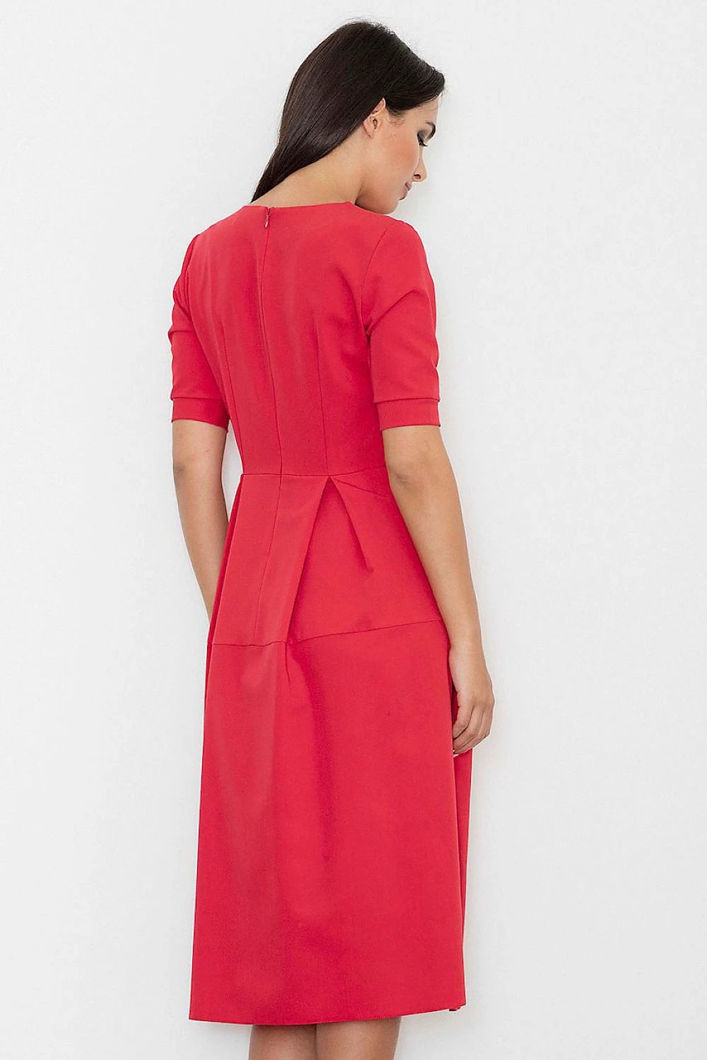 Figl Daydress Model 111112 - Stylish Long Cotton Dress with Figure-Hugging Pleats for Comfort and Freedom by Figl
