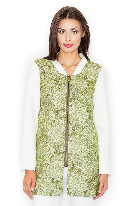 Figl Women's Coat Model 111500 - Casual-Sporty Cut with Hip-Covering Length and Floral Motif by Figl