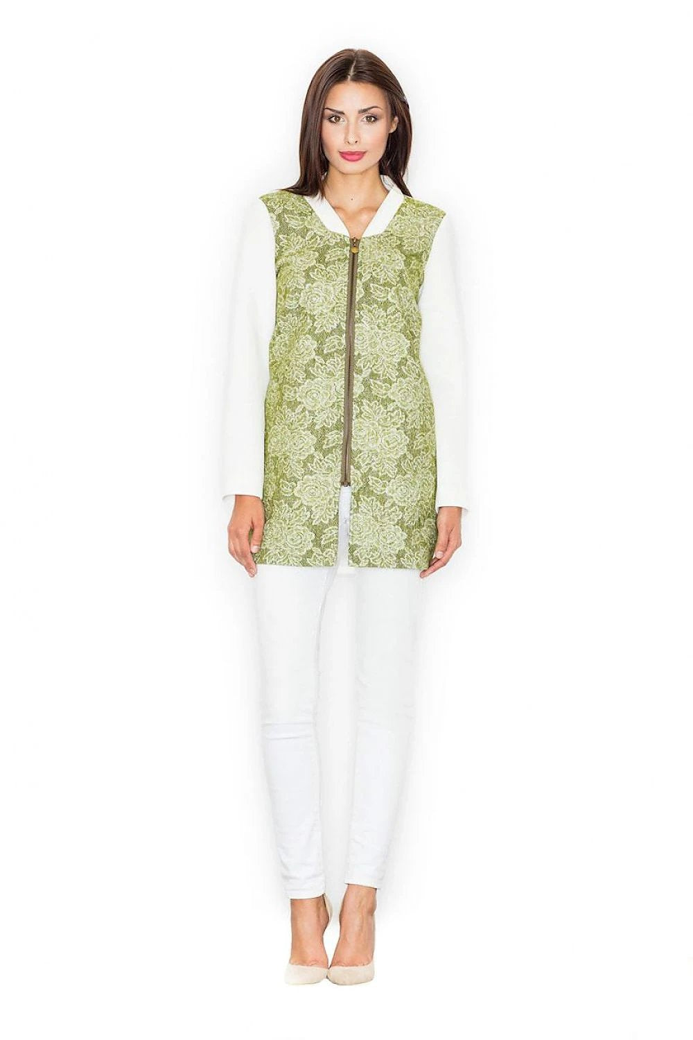Figl Women's Coat Model 111500 - Casual-Sporty Cut with Hip-Covering Length and Floral Motif by Figl