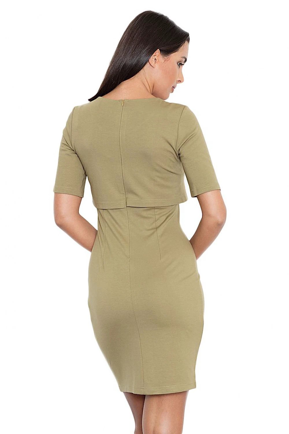 Figl Daydress 111515 - Olive Green Short Sleeve Versatile Dress for Many Occasions by Figl