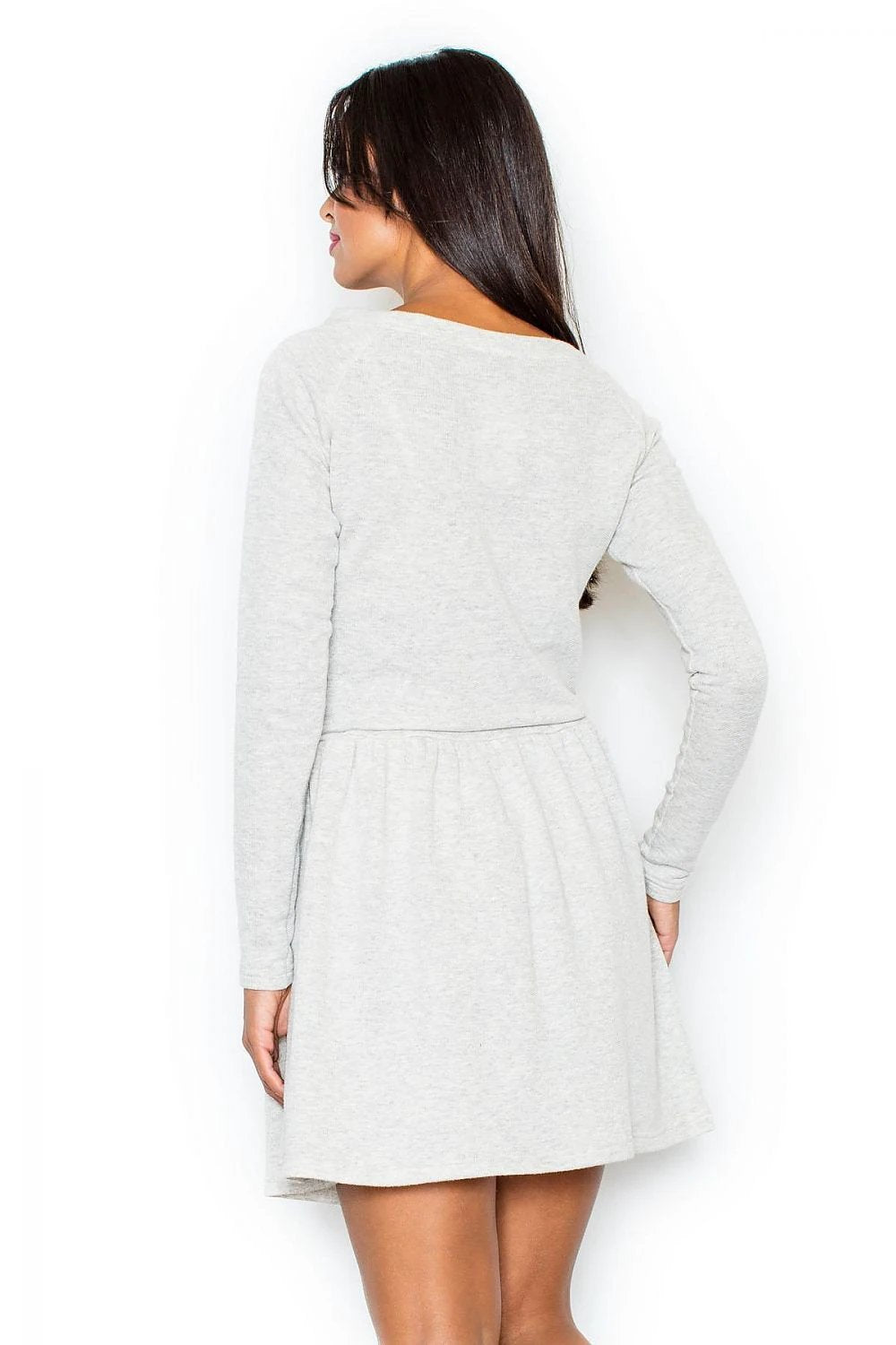 Figl Daydress Model 44260 - Comfortable Long-Sleeved Airy Cotton Dress with Flared Bottom and Waist Tie by Figl