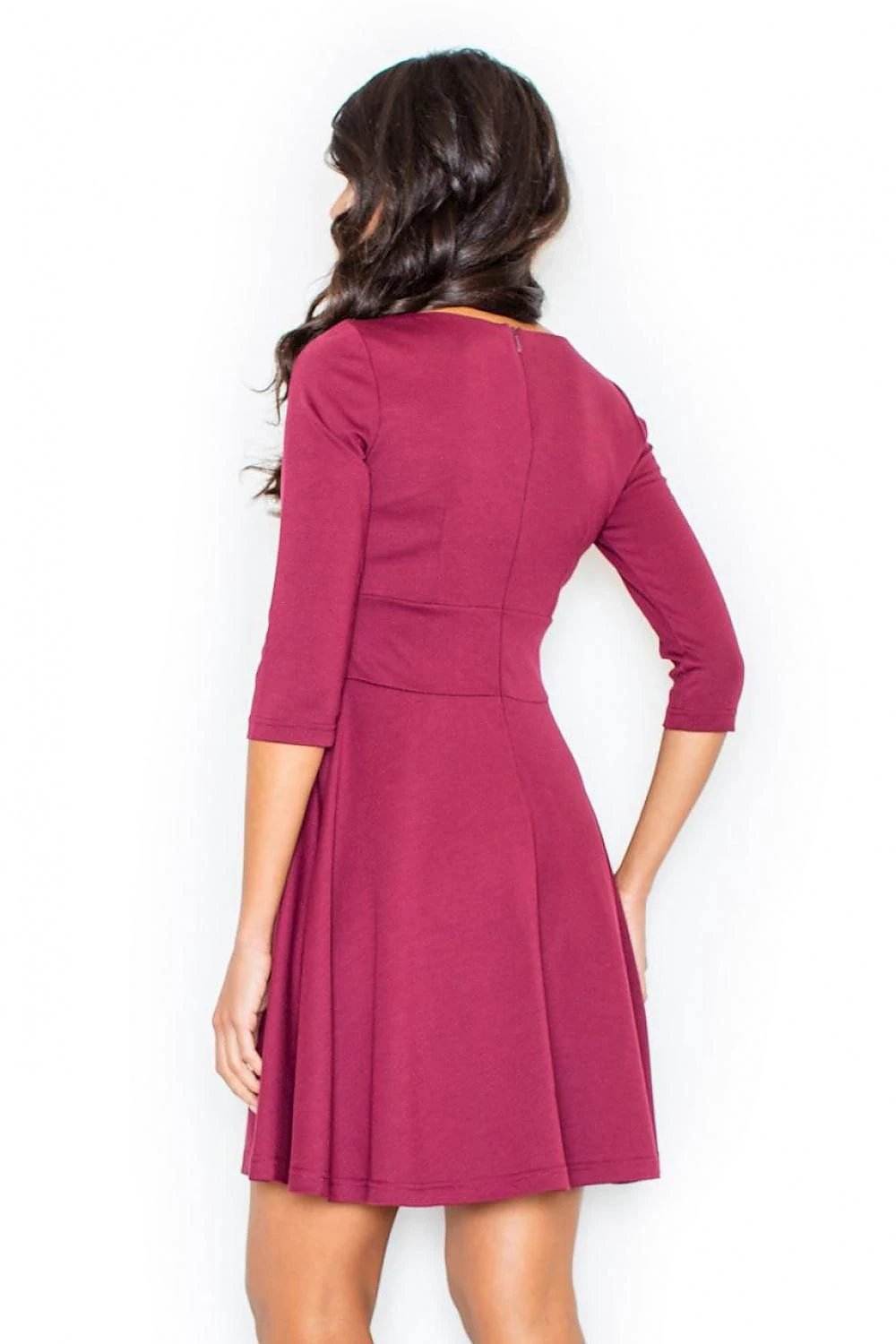 Figl Women's Cocktail Dress Model 10134 - Elegant Flared Style with 3/4 Sleeves, Waist Belt, and Ecru Color by Figl