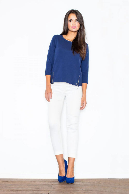 Figl Sweatshirt Model 43858 - Stylish Sporty Comfortable Cotton with Decorative Zips by Figl