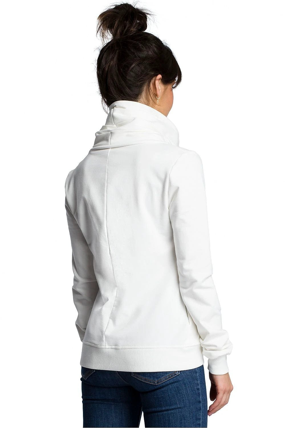 BeWear Comfortable Cotton Blend Sweatshirt 115243 - High Collar Diagonal Zipper for Everyday Wear by BeWear