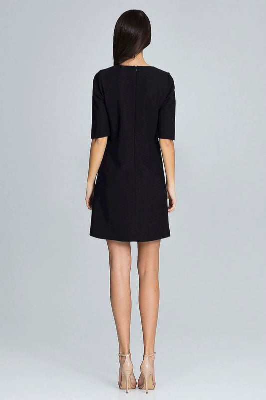 Figl Cocktail Dress Model 116230 - Elegant Ruffled 3/4 Sleeve for Flattering Silhouette by Figl