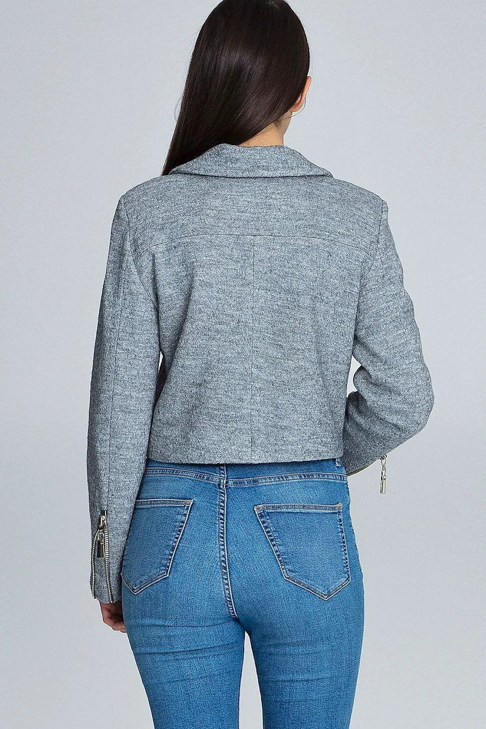 Figl Jacket Model 116252 - Stylish Ramoneska Zipped Design with Wool Blend Lining by Figl