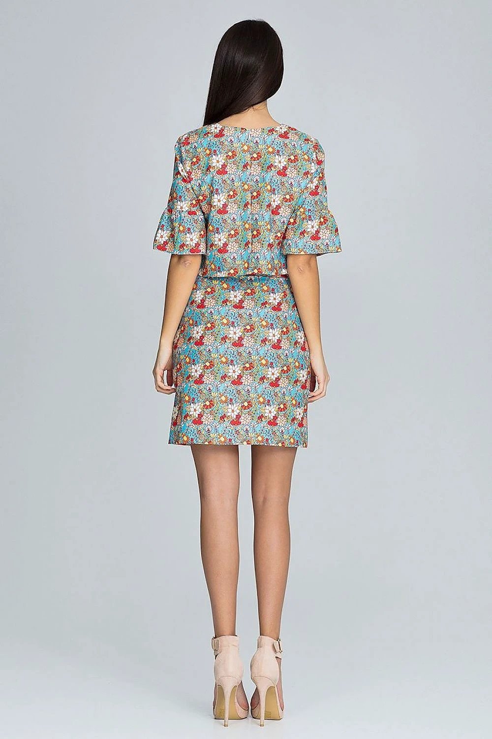 Figl Women's Elegant Blouse and Skirt Set - Stylish Floral Patterns, Frill Sleeves, and 100% Polyester by Figl