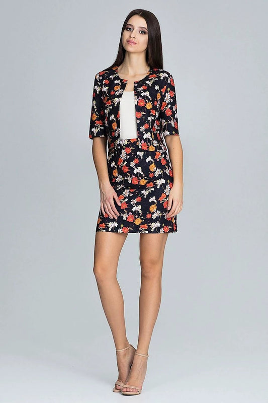 Figl Women's Floral Skirt and Jacket Set - Lightweight 100% Polyester for Elegance and Comfort by Figl