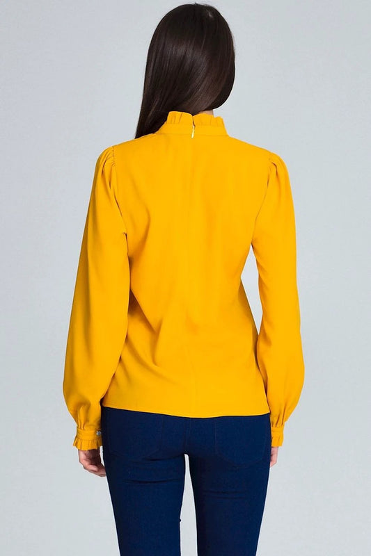 Figl Blouse Model 116364 - Elegant Women's Long Sleeve Blouse with Pleated Sleeves and Smooth Fabric for Everyday Wear by Figl