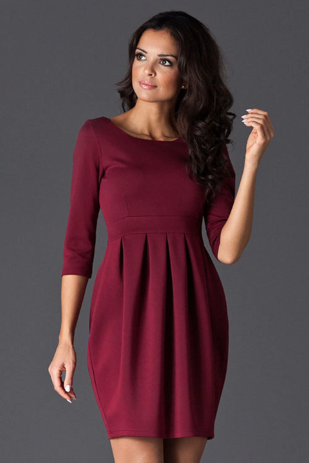 Figl Elegant Women's Daydress Model 27952 - 3/4 Sleeve Elastic Material for Perfect Figure Adaptation by Figl