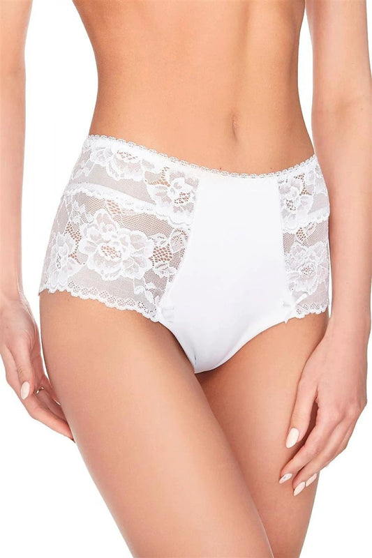 Ewana Lace Panties - High-Waisted Retro Style with Floral Pattern and Subtle Transparency by Ewana