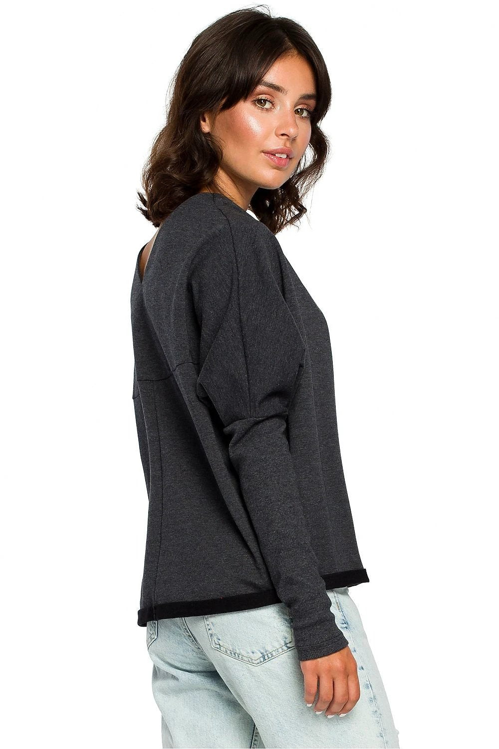 BeWear Women's Loose Fit Sweatshirt - Drape Neck and Back Cutout for Casual Comfort by BeWear