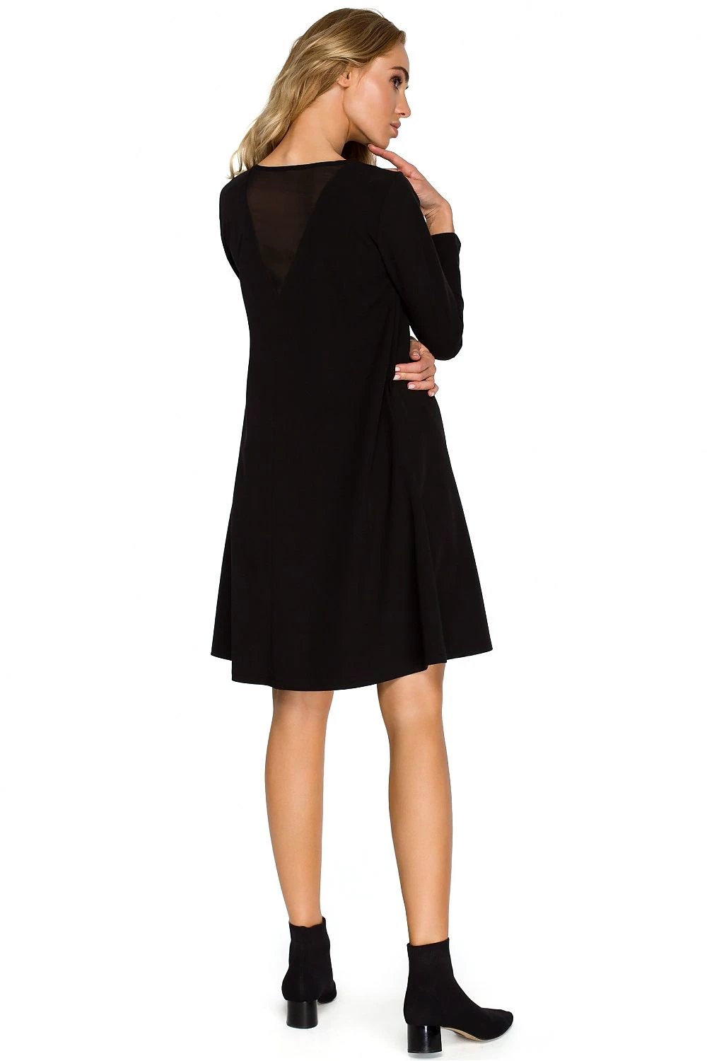 Stylove Women's Cocktail Dress Model 124803 - Chic Flared Style with Pockets and Chiffon Insert by Stylove