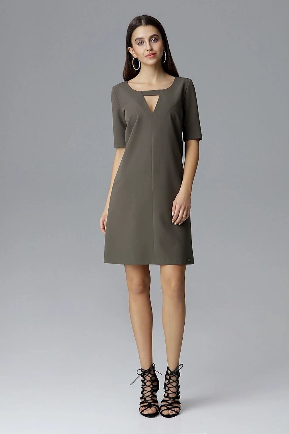 Figl Daydress Model 126010 - Casual Women's Short Dress with 3/4 Sleeves for Everyday Comfort by Figl