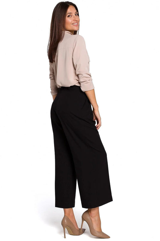 Stylove Women's Loose Fit Cullottes - Versatile for Everyday and Elegant Styling, with Zipper, Buttons, and Polyester Blend Material by Stylove