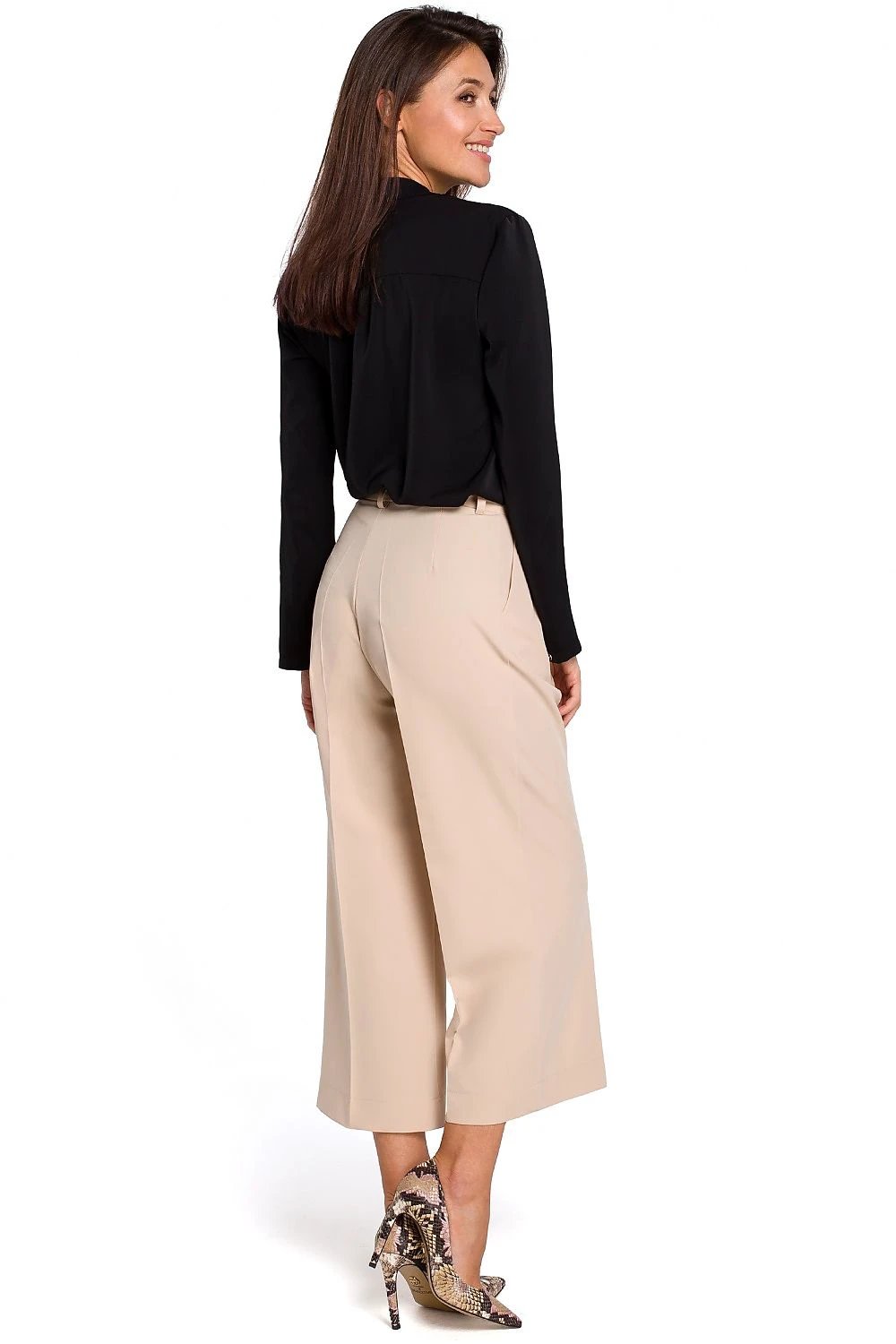 Stylove Women's Loose Fit Cullottes - Versatile for Everyday and Elegant Styling, with Zipper, Buttons, and Polyester Blend Material by Stylove