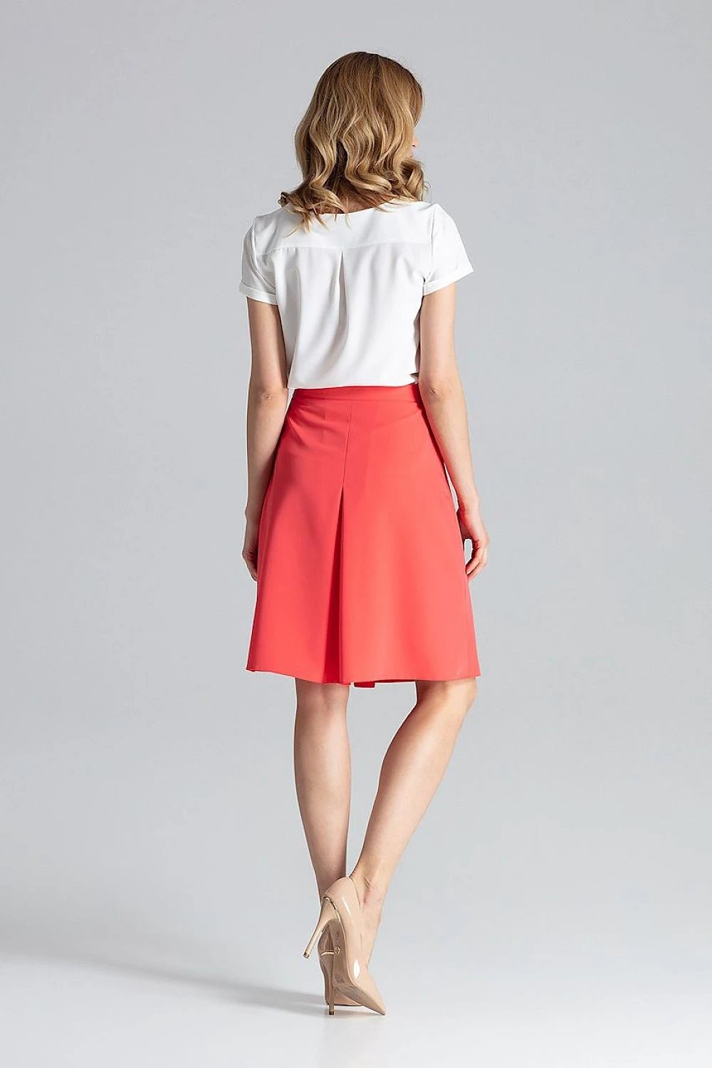 Figl A-line Midi Skirt - With Contrast Pleats, Concealed Zip, and Comfortable Polyester Viscose Blend Fabric by Figl
