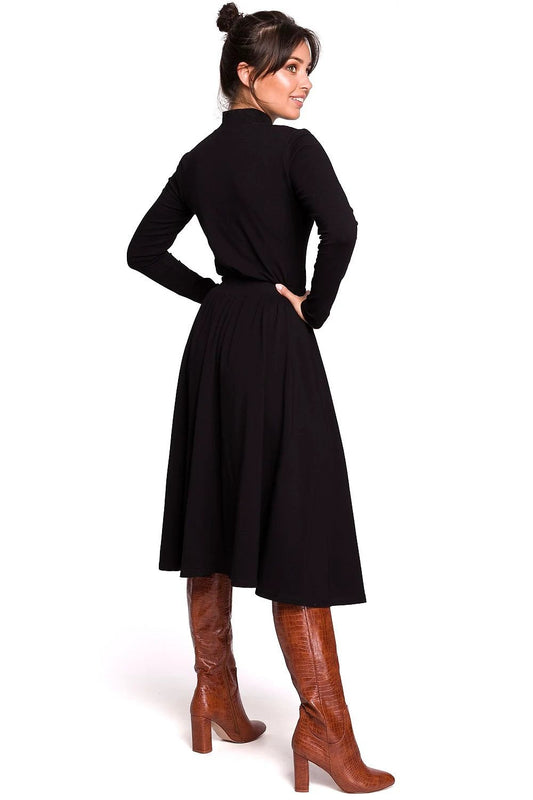 BeWear Midi Skirt - Flared Design with Side Slit and Elastic Waist for Comfort and Style by BeWear