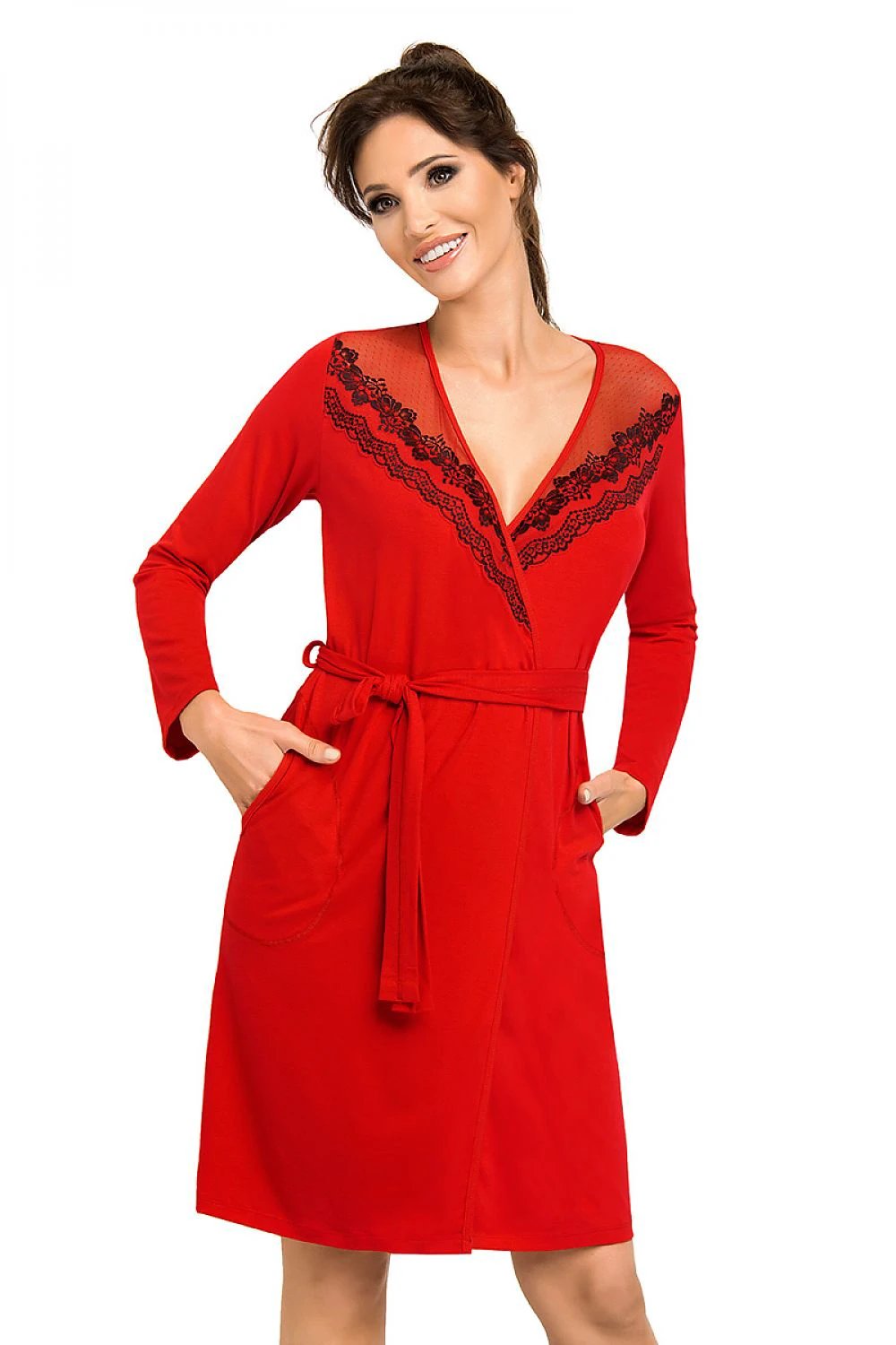 Donna Stylish Women's Bathrobe - Soft Non-Thick Viscose with Embroidery and See-Through Tulle by Donna