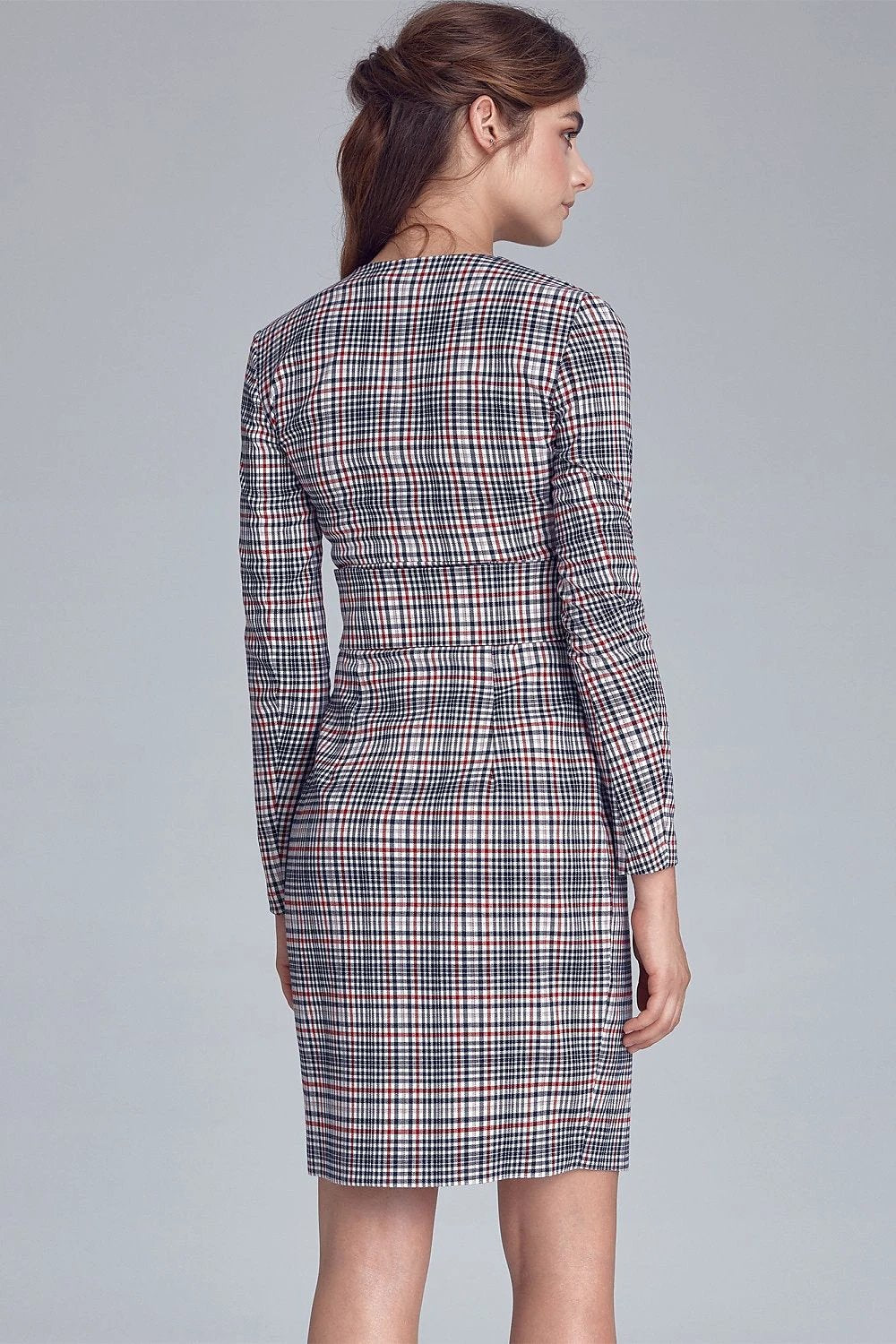 Nife Daydress Model 135757 - Stylish Autumn Dress with Envelope Neckline and Belt by Nife