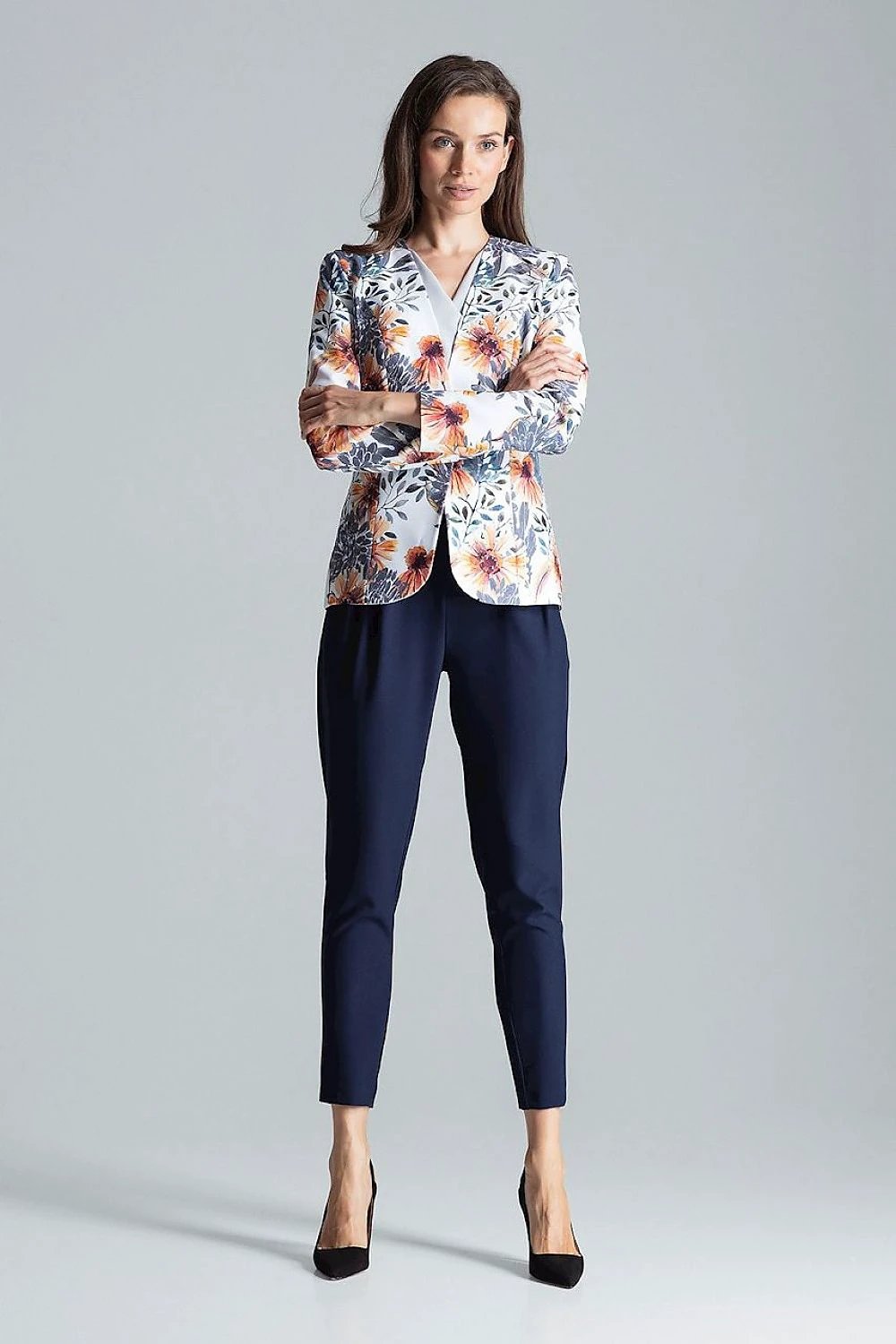 Figl Model 135771 Maroon Classic Jacket - Polyester Waist-Emphasizing One-Button Design by Figl