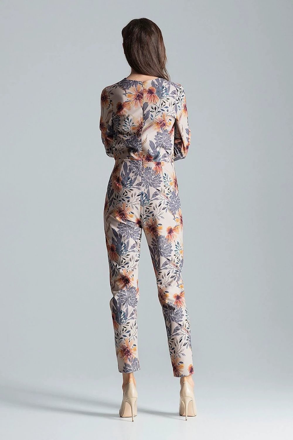 Figl Women's Maroon Jumpsuit - Featuring Envelope Neckline, 3/4 Sleeves and Stitched Waist by Figl