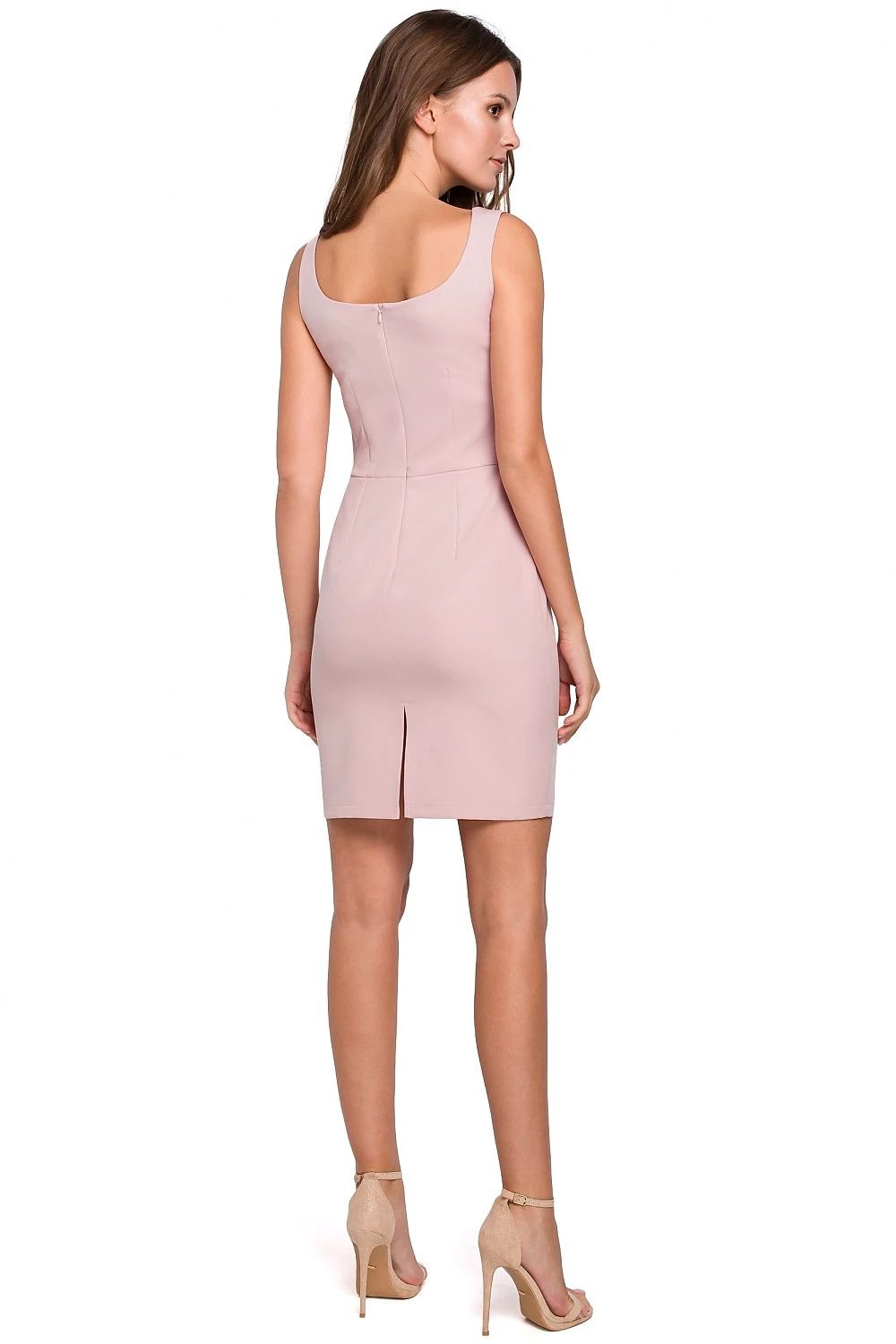Makover Pink Women's Evening Dress - Stylish Sleeveless Mini with Square Neckline for Cocktail Outings by Makover