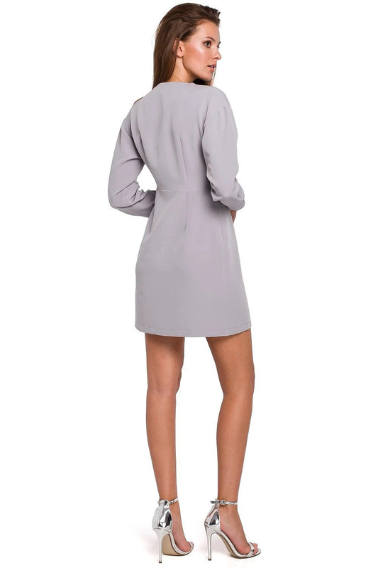 Makover Women's Cocktail Dress Model 138680 - Asymmetrical Overlap Design for Leg Exposure and Formal Events by Makover