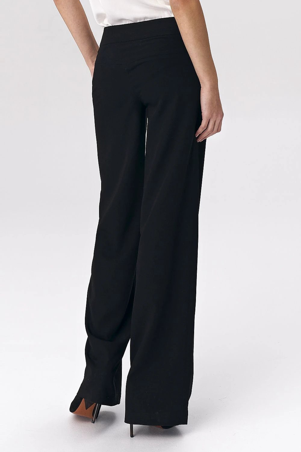 Nife Women's Black Palazzo Trousers - Fashionable Comfort with Viscose Blend and Spandex by Nife