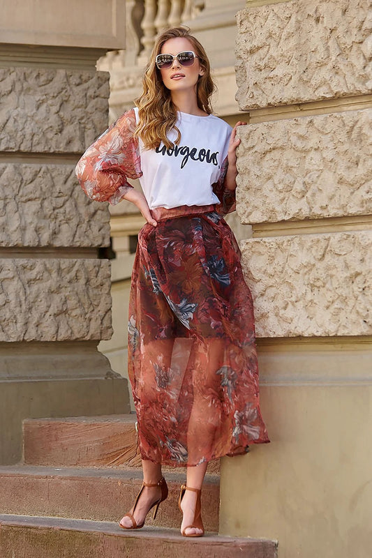 Makadamia Blouse 145603 - Oversized White Cotton Blouse for Women with Boho Design by Makadamia