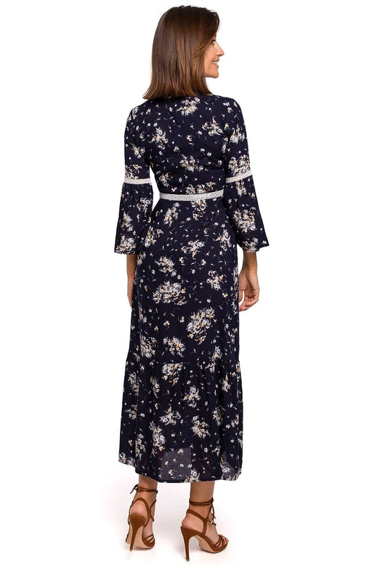 Stylove Boho Maxi Daydress with Lace Inserts and Flared Skirt - Romantic Style by Stylove