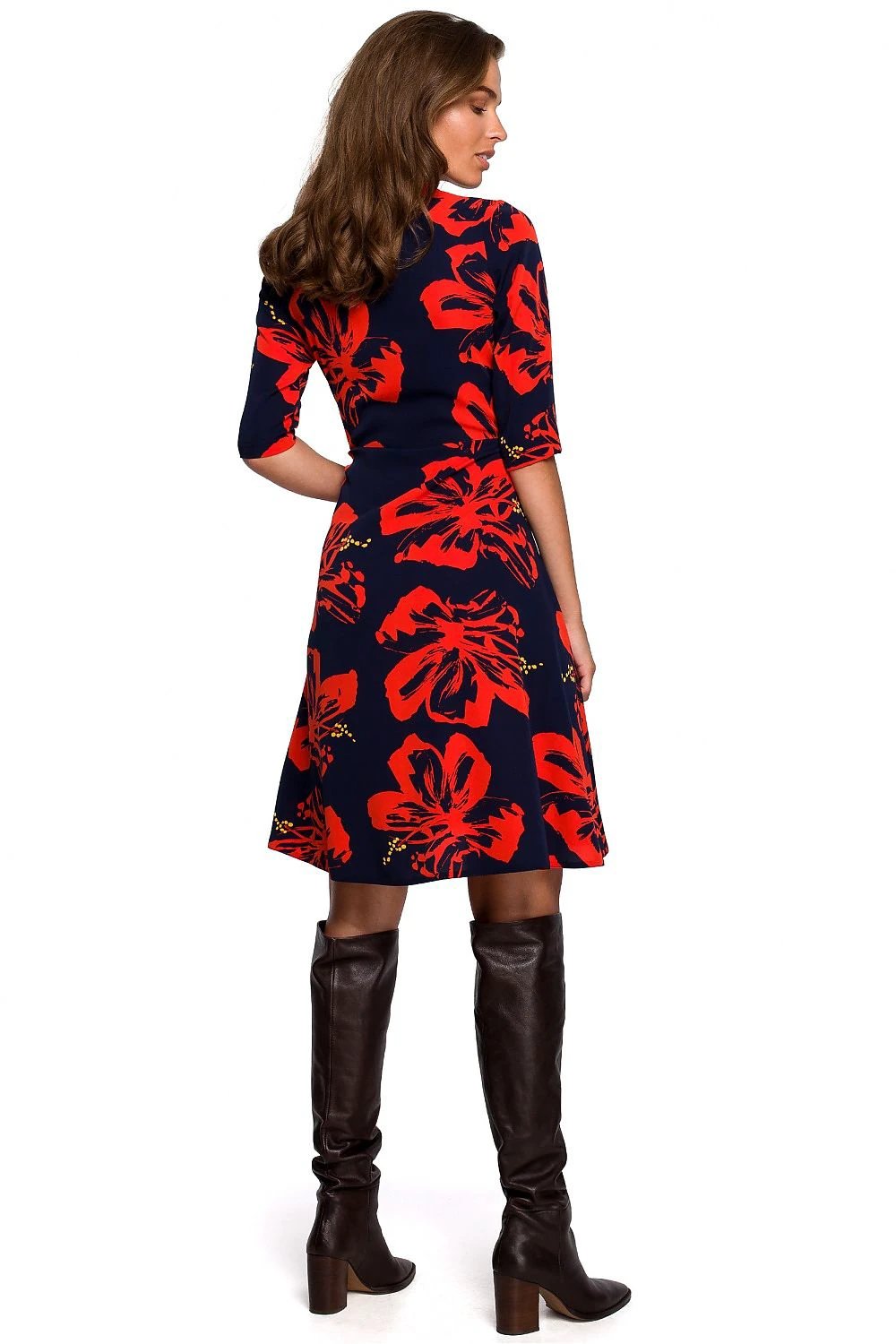 Stylove Daydress Model 149205 - Adjustable V-Neckline, Bold Contrasting Print and Slip Pockets by Stylove