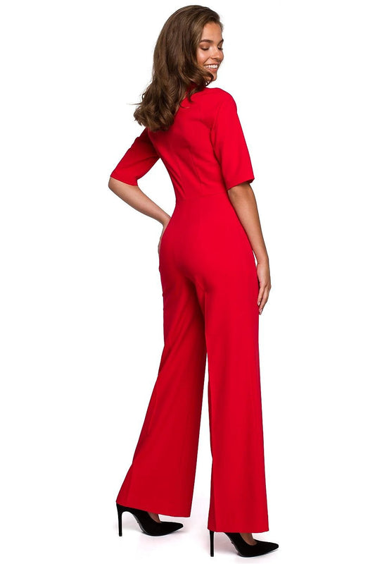 Stylove Jumpsuit Model 149221 - Elegant V-Neck Design with Wide Trousers for Modern Women by Stylove