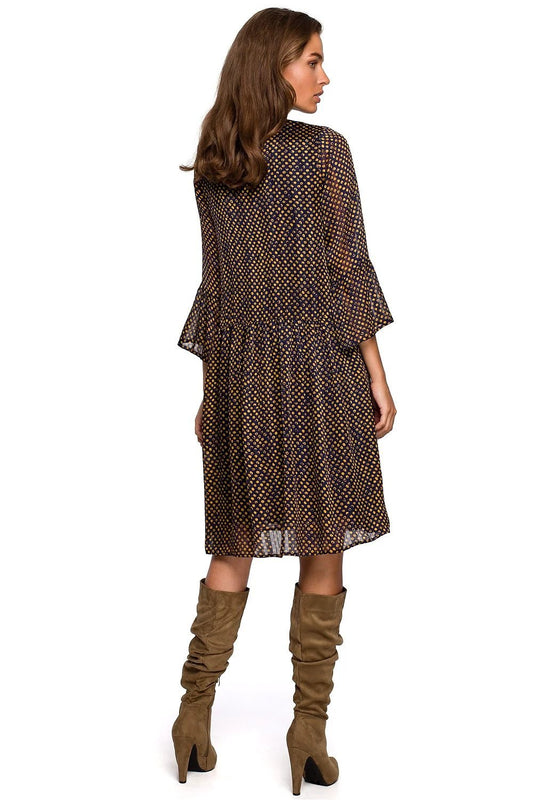 Stylove Daydress Model 149244 - Lightweight Chiffon Dress with Dots, Feminine Frill and All Day Comfort by Stylove