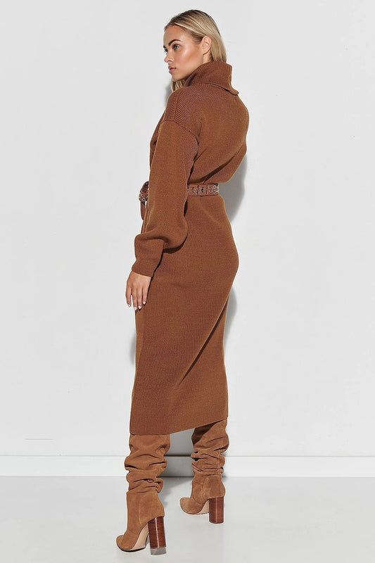 Makadamia Daydress Model 150113 - Comfortable 100% Acrylic Turtleneck Dress for Tall Women with Pockets by Makadamia