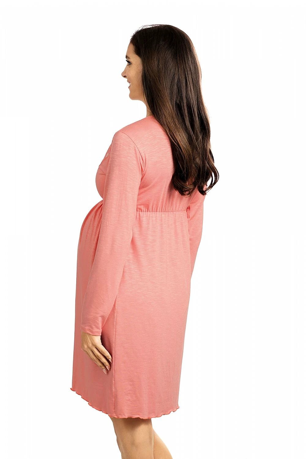 Long-Sleeve Wrap-Neck Nursing Nightshirt – Pink