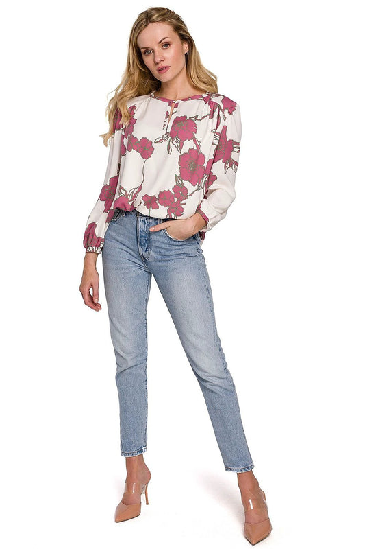 Makover Women's Floral Viscose Blouse 153797 - Versatile Multicolor Design for Daily Wear by Makover