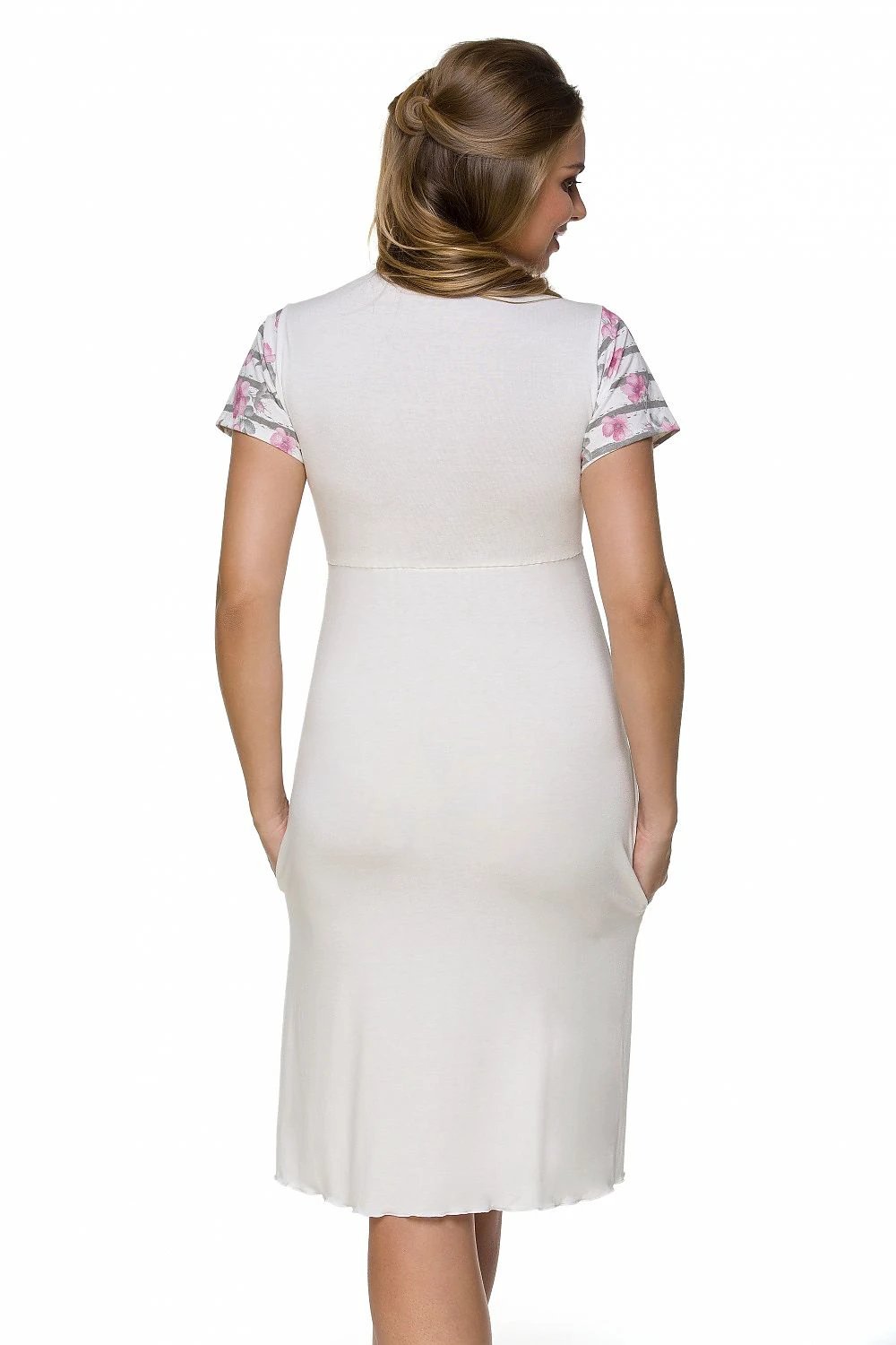 Short-Sleeve Maternity Nursing Nightshirt – White