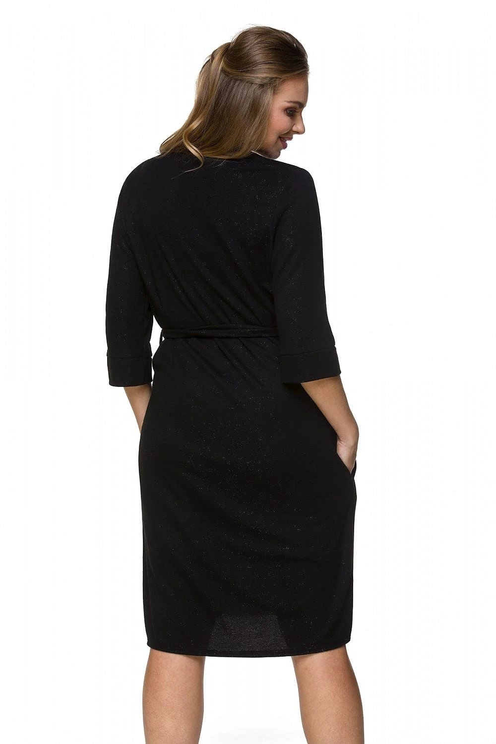 Three-Quarter Sleeve Maternity Robe – Black