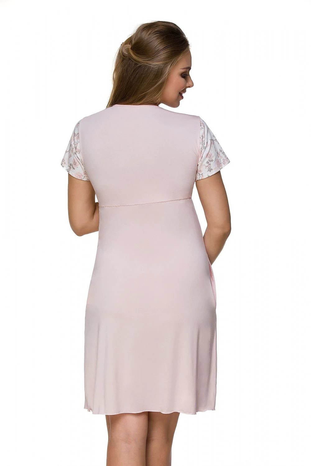 Short-Sleeve Maternity Nursing Nightshirt – Pink