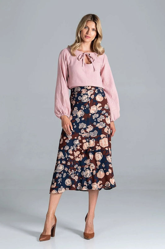 Figl Women's Blouse Model 157548 - 100 Percent Cotton with Tied Neckline and Elastic Long Sleeves by Figl