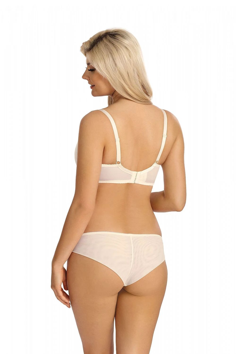 Floral Lace and Double-Tulle Panties – Beige