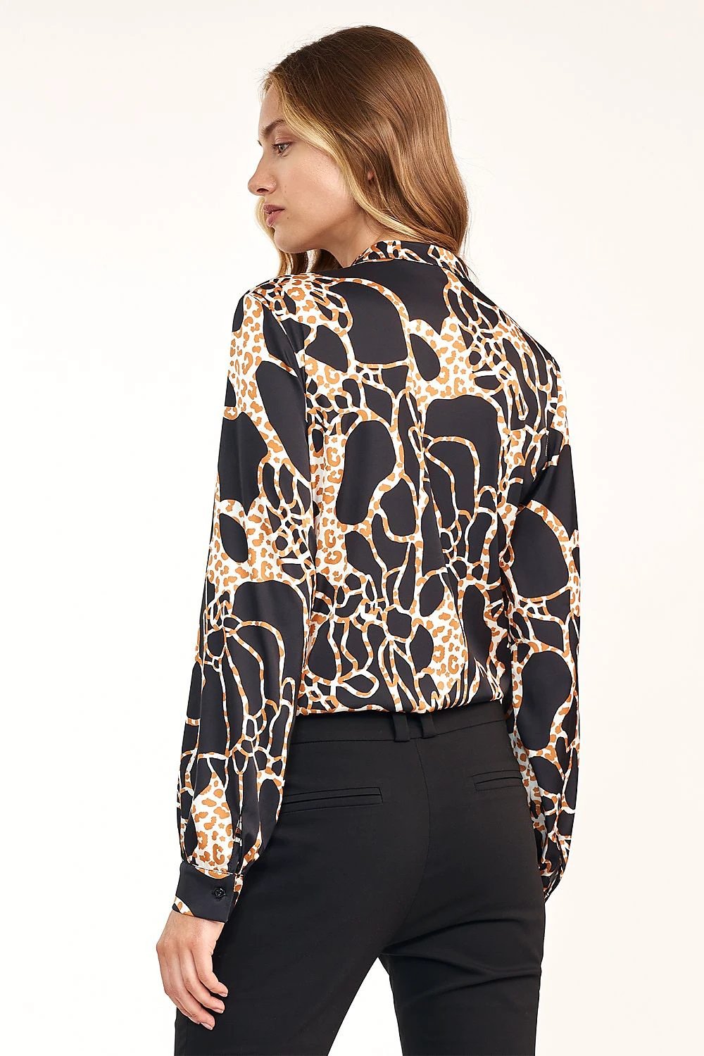 Nife Women's Long Sleeve Patterned Blouse - Elegant Front Design for Versatile Classic Outfits by Nife