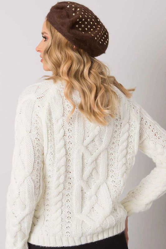 Brown Womens Cap Model 161121 AT Angora Acrylic Blend by AT