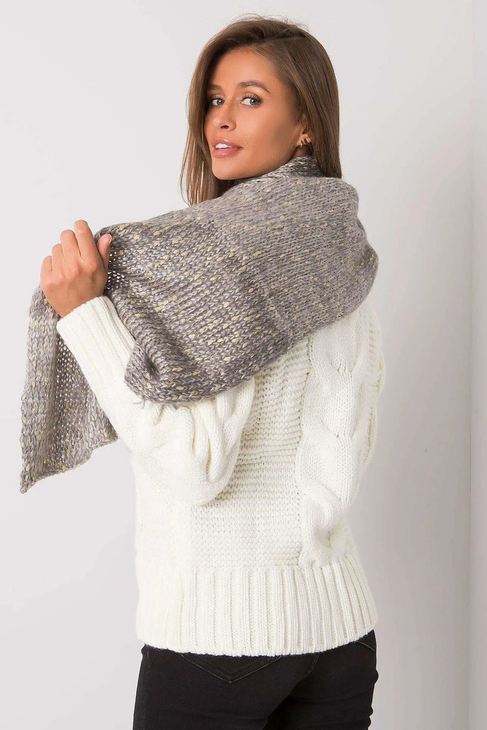 Brown Metallic Thread Shawl 161160 AT 200 33 cm Acrylic 100 by AT