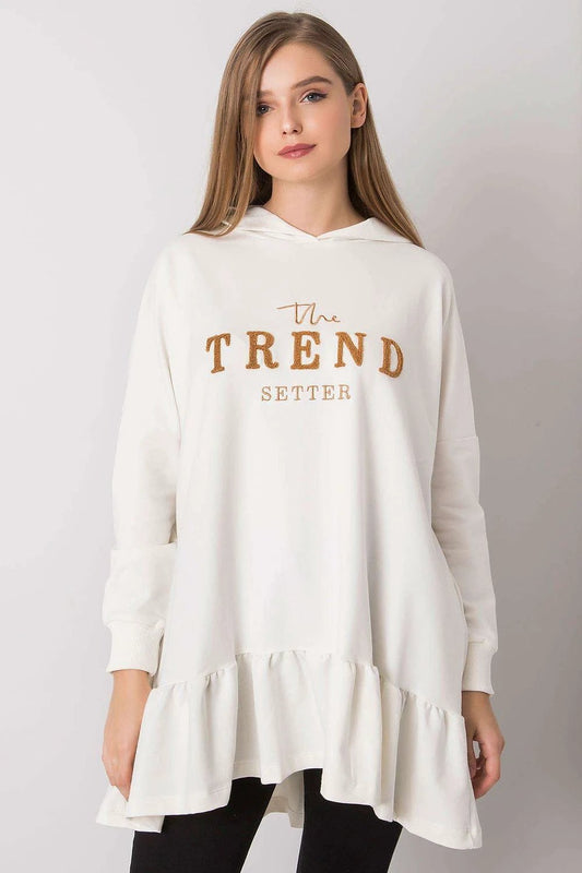 Fancy Sweatshirt Tunic for Women - Features Ruffle, Hood, Long Sleeves, Side Pockets and Versatile Styling Options by Fancy